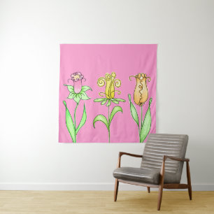 Pastel Spring Flowers Tapestry Wandteppich