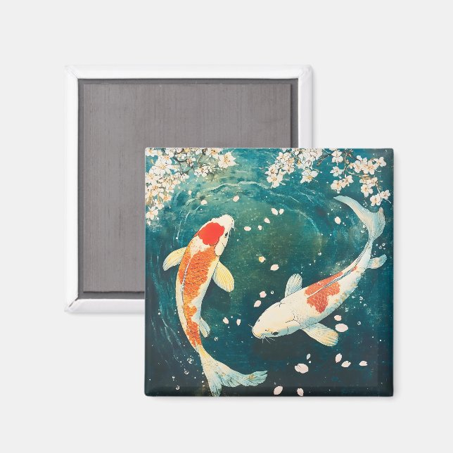 Pastel Spring Koi Blossom Magnet (Vorderseite/Rückseite)