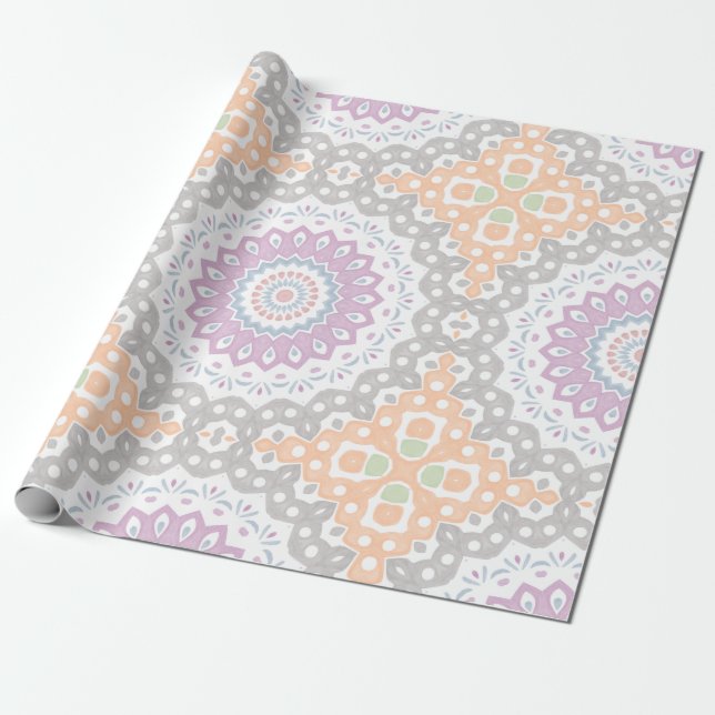 Pastel Spring Mandala Muster in Soft Symmetrie Geschenkpapier (Ungerollt)