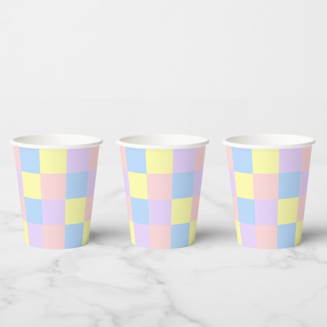 Pastel Spring Schachbretts Pappbecher (Multi)