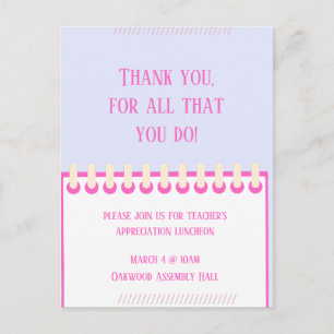 Pastel Spring Teacher Wertschätzung Postkarte
