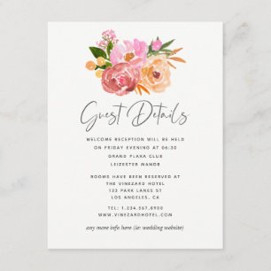 Pastel Spring Wedding Floral Wedding Guest Details Begleitkarte