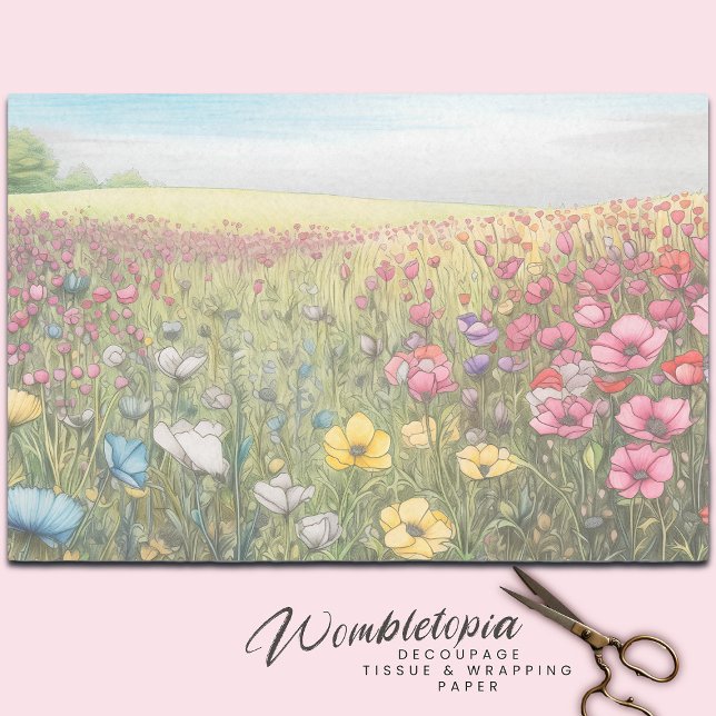 Pastel Spring Wildblume Meadow Decoupage Seidenpapier (Von Creator hochgeladen)