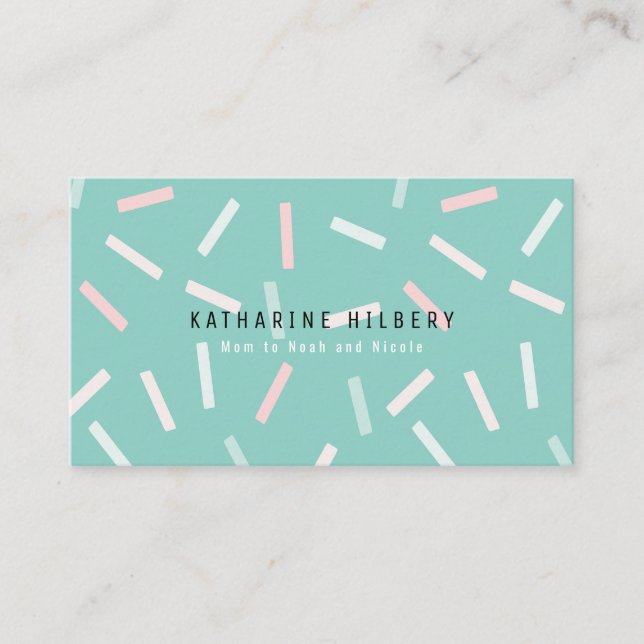Pastel Sprinkles Mint Green Mommy Business Card Visitenkarte (Vorderseite)