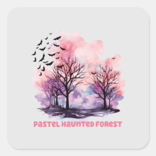 Pastel Spuk Forest Quadratischer Aufkleber