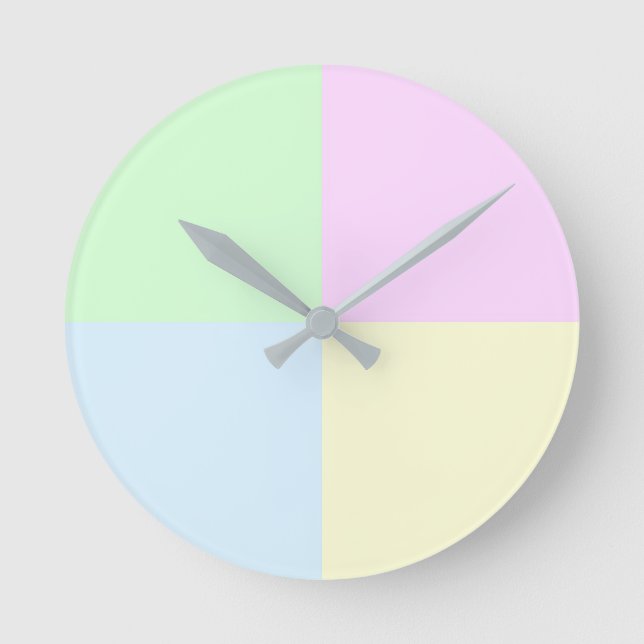 Pastel Squares Modern Runde Wanduhr (Vorderseite)