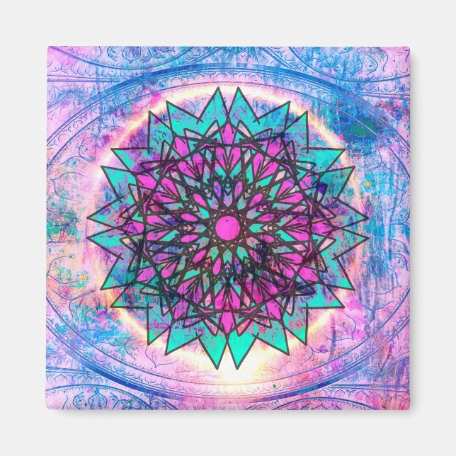 Pastel Stains Glass Mandala Magnet (Vorne)
