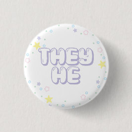 Pastel Star Confetti Sie He Pronouns Button