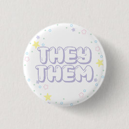 Pastel Star Confetti sie sie Pronouns Button