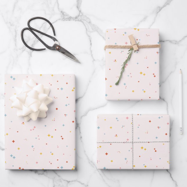 Pastel Star Pattern Geschenkpapier Set (Vorderseite)