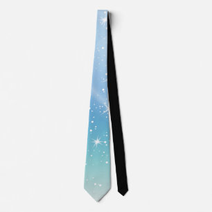 Pastel Starry Sky Blue Gradient Moon Galaxy Design Krawatte