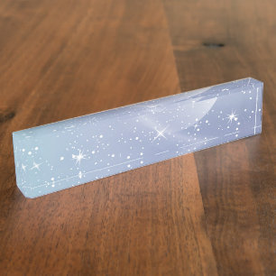 Pastel Starry Sky Blue Gradient Moon Galaxy Design Namensplakette