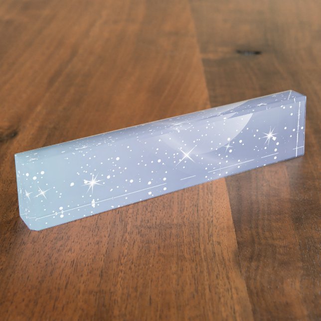 Pastel Starry Sky Blue Gradient Moon Galaxy Design Namensplakette (Seite)