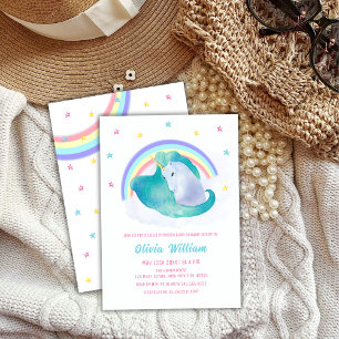 Pastel Stars Unicorn Rainbow Baby Dusche Einladung