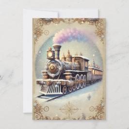 Pastel Steampunk Weihnachtskarte Antiker Zug Karte