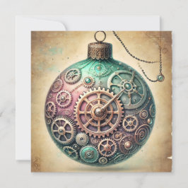 Pastel Steampunk Weihnachtsschmuckkarte Feiertagskarte