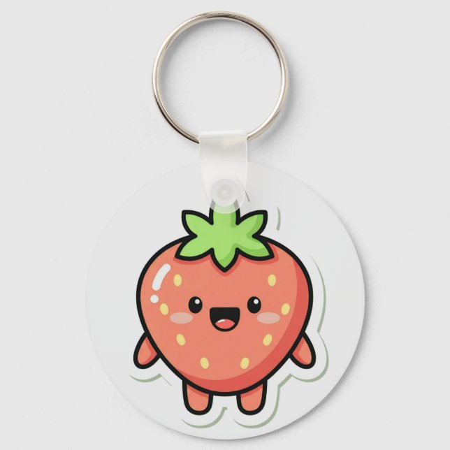 Pastel Strawberry Aesthetic Sticker – Cute Fruit I Schlüsselanhänger (Vorderseite)