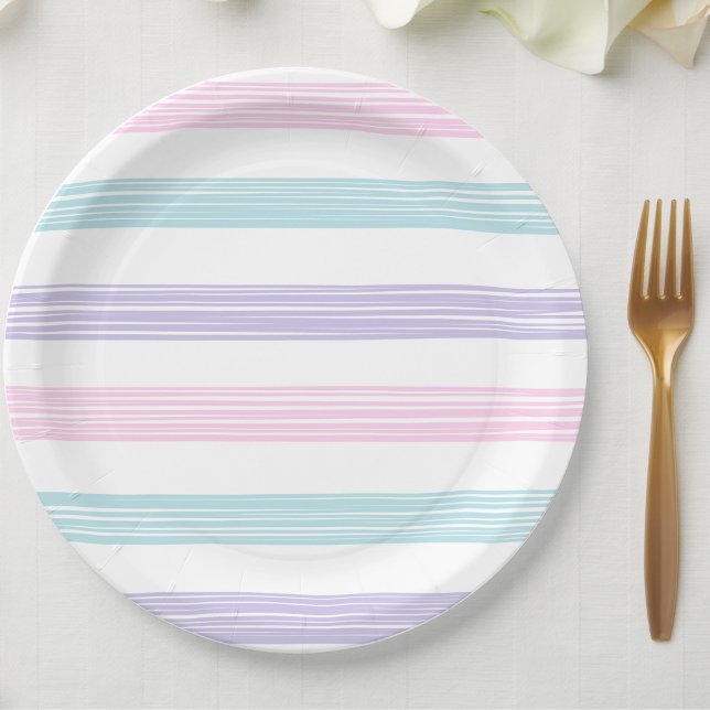 Pastel Stripe Babydusche Pappteller (Von Creator hochgeladen)