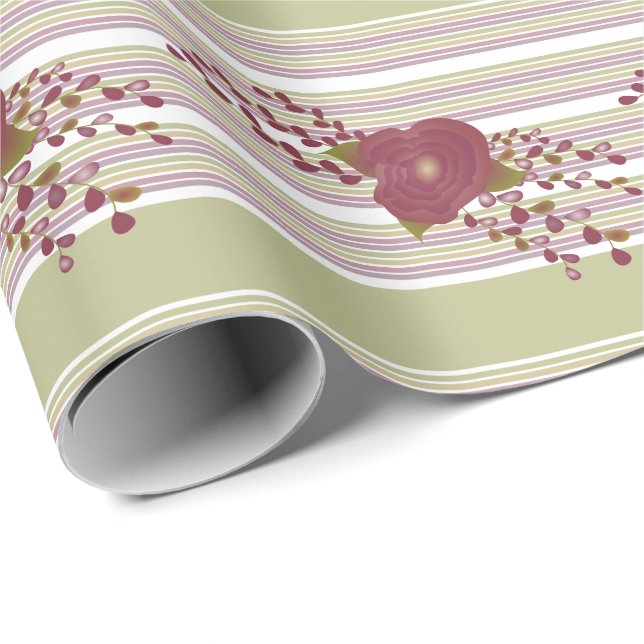 Pastel Stripe floral Geschenk Wrap Geschenkpapier (Rolleneckpunkt)