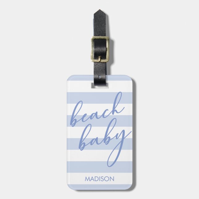 Pastel Stripes Beach Baby Gepäckanhänger (Vorderseite vertikal)
