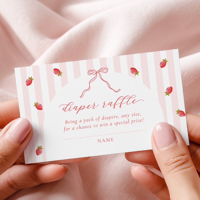 Pastel Stripes Berry Baby Shower Diaper Raffle Begleitkarte (Von Creator hochgeladen)