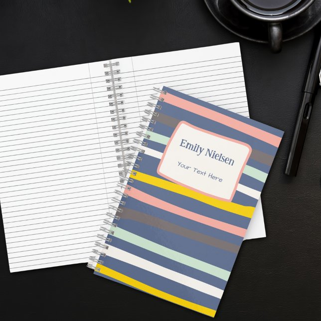 Pastel Stripes Mit Monogramm Name School Betreff Notizbuch (Von Creator hochgeladen)