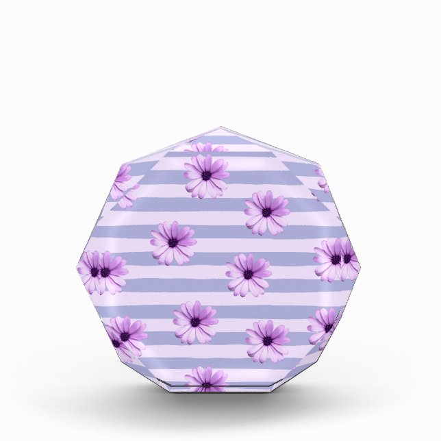 Pastel stripes pattern with Daisies Fotoblock (Vorderseite)