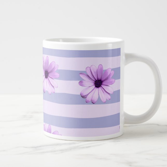 Pastel stripes pattern with Daisies Jumbo-Tasse (Rechts)