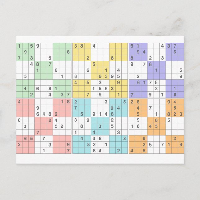Pastel-Sudoku Postkarte (Vorderseite)