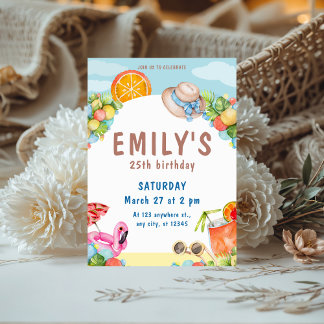 Pastel Summer Birthday Party Einladung