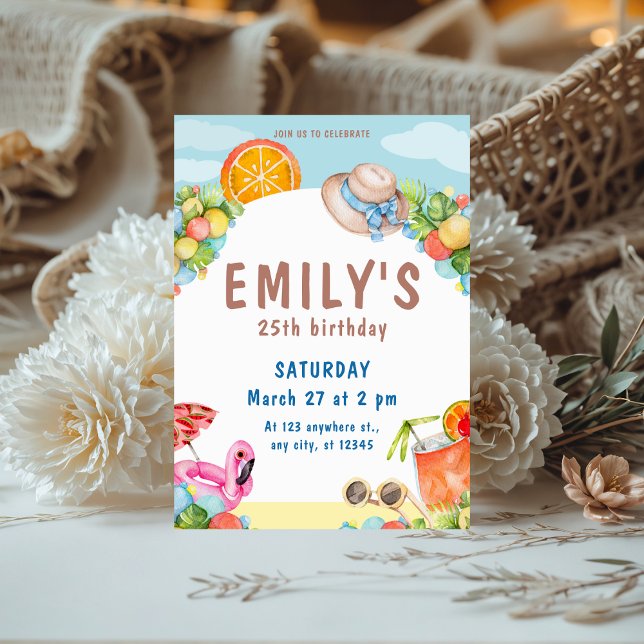Pastel Summer Birthday Party Einladung (Von Creator hochgeladen)
