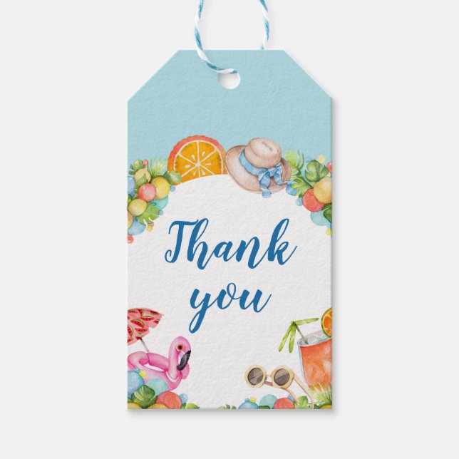 Pastel Summer Birthday Party Geschenkanhänger (Vorderseite)