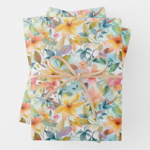 PASTEL SUMMER FLORAL GESCHENKPAPIER SET