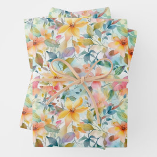 PASTEL SUMMER FLORAL GESCHENKPAPIER SET