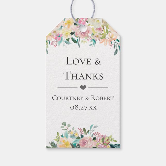 Pastel Summer Floral Wedding Danke Geschenkanhänger (Vorderseite)