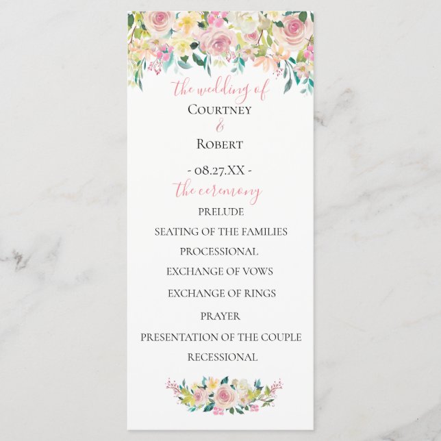 Pastel Summer Floral Wedding Program Programm (Vorderseite)