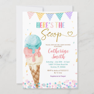 Pastel Summer Ice Cream Baby Dusche Einladung
