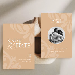Pastel Sun Classic Damask Elegantes Foto Hochzeit Save The Date