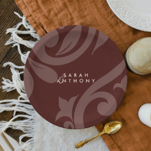Pastel Sun Classic Mahogany Red Wedding Tellers Pappteller