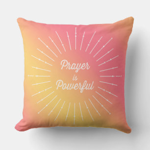Pastel Sun Ray Gebet ist mächtig Christlich Kissen