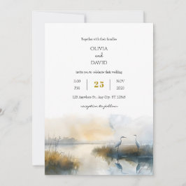 Pastel Sunrise Seaside Salt Marsh Beach Hochzeit Einladung