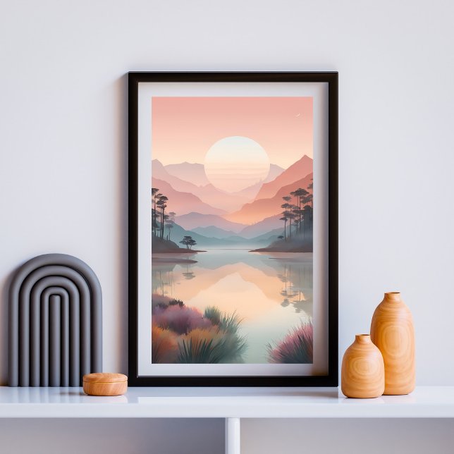 Pastel Sunrise über ruhigen Gewässern Poster (Von Creator hochgeladen)