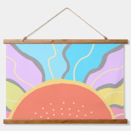 Pastel Sunrise Wandteppich Mit Holzrahmen