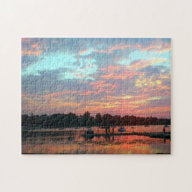 Pastel Sunset auf dem Wasser Puzzle (Horizontal)