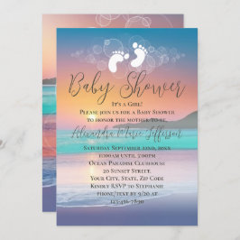 Pastel Sunset Beach Ocean Baby Dusche Einladung