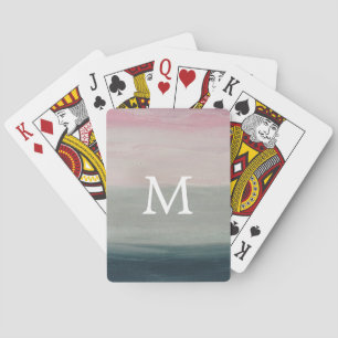 Pastel Sunset   Monogramm Classic Playing Cards Spielkarten