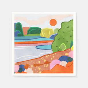 Pastel Sunset über dem Tal Serviette