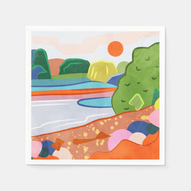 Pastel Sunset über dem Tal Serviette (Vorderseite)