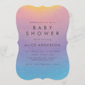 Pastel Sunset Watercolor Ombre Babydusche Einladung
