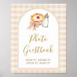 Pastel Süsse Pie Gingham Fall Foto Gäestbook Poster